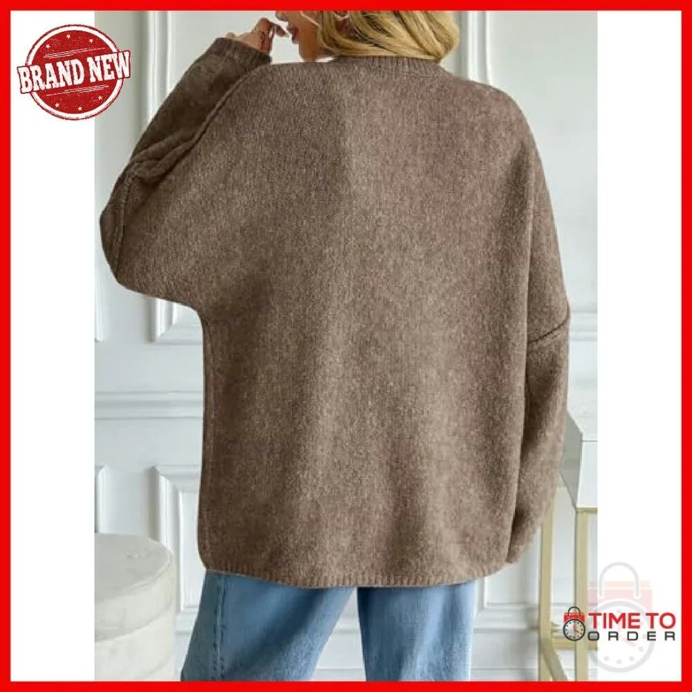 Oversized Chunky Knit Cardigan Lantern Sleeves Button Down Cozy